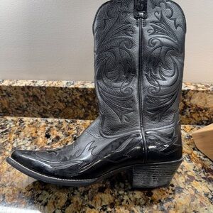 Ariat Black Western Leather & Patent Leather Western Cowgirl Boots